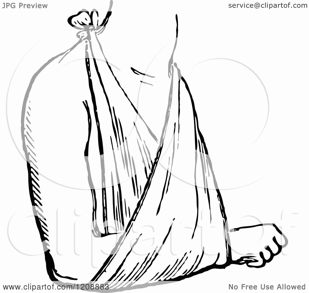 Black and White Illustration Best Of Clipart Of A Vintage Black and White Arm In A Sling