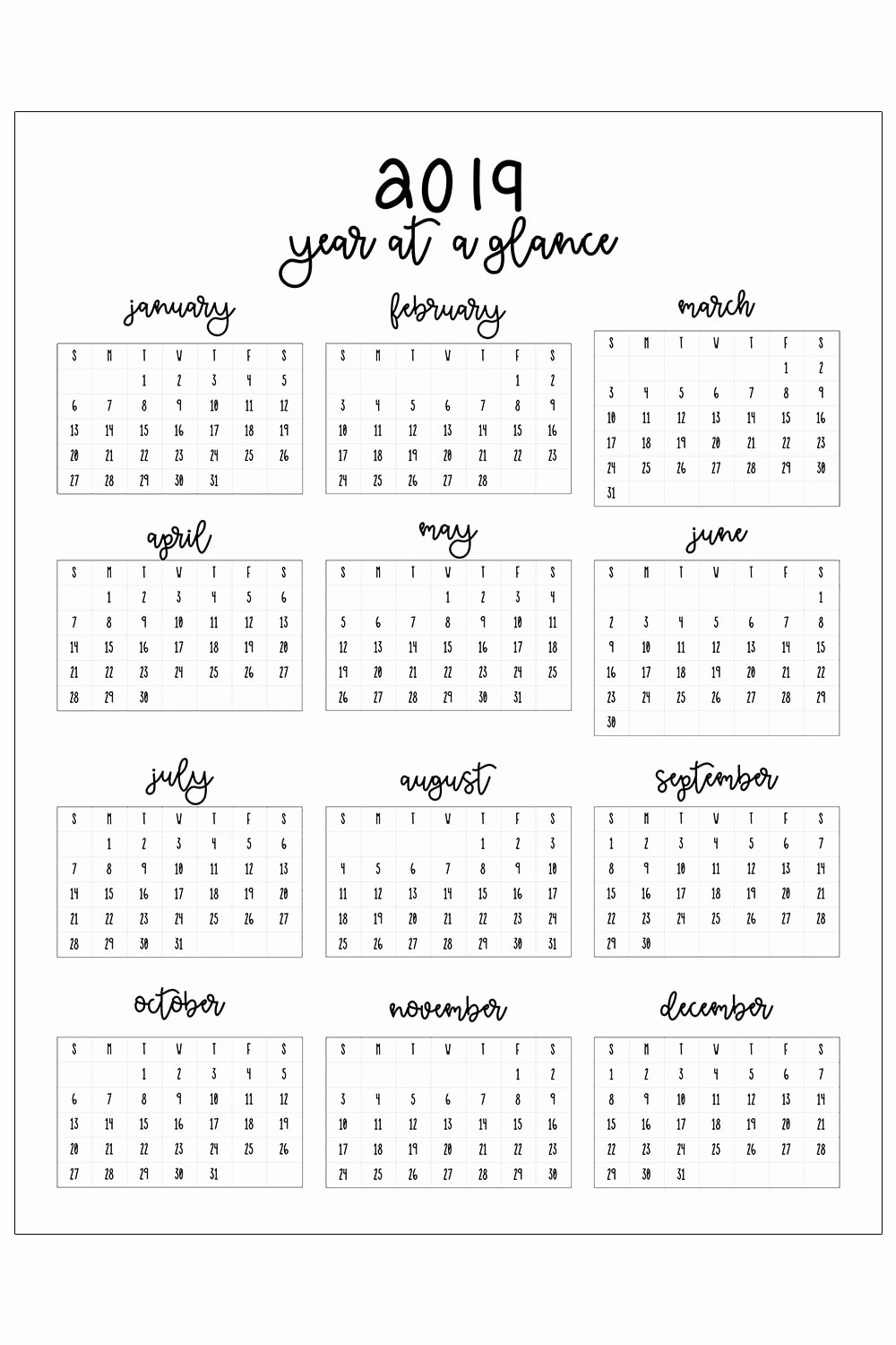 Blank Calendar Template 2019 Awesome 2019 Printable Calendar