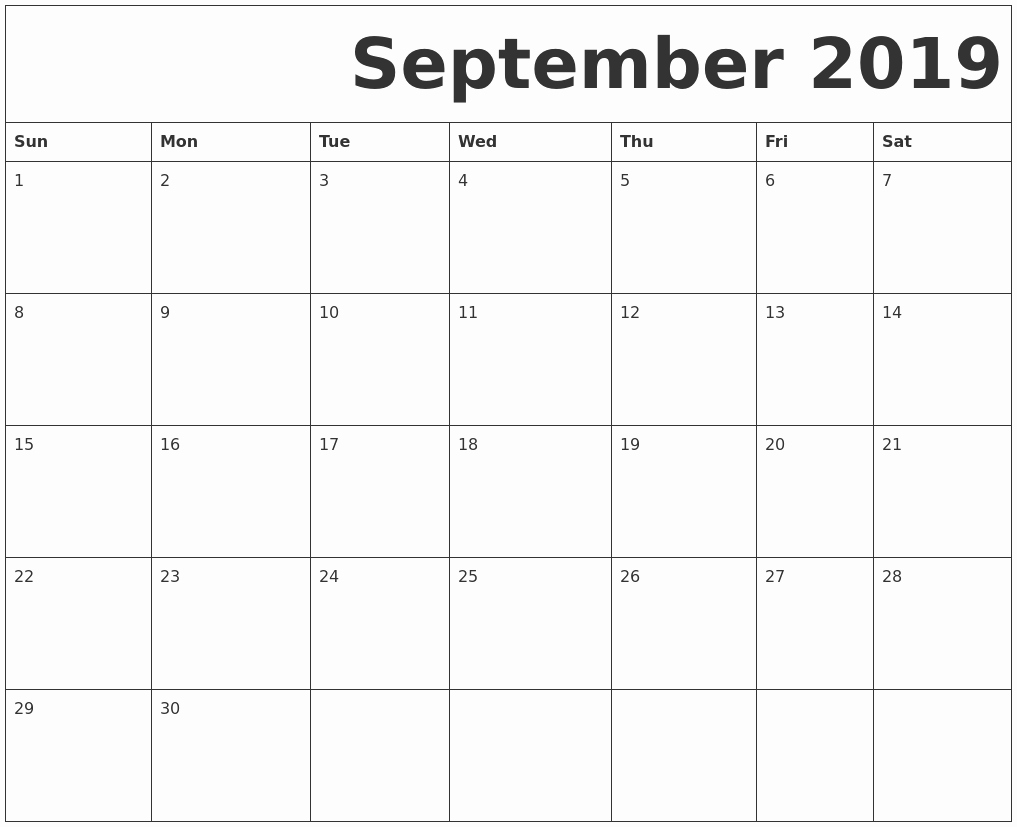 Blank Calendar Template 2019 Beautiful Blank September 2019 Calendar Template In Printable