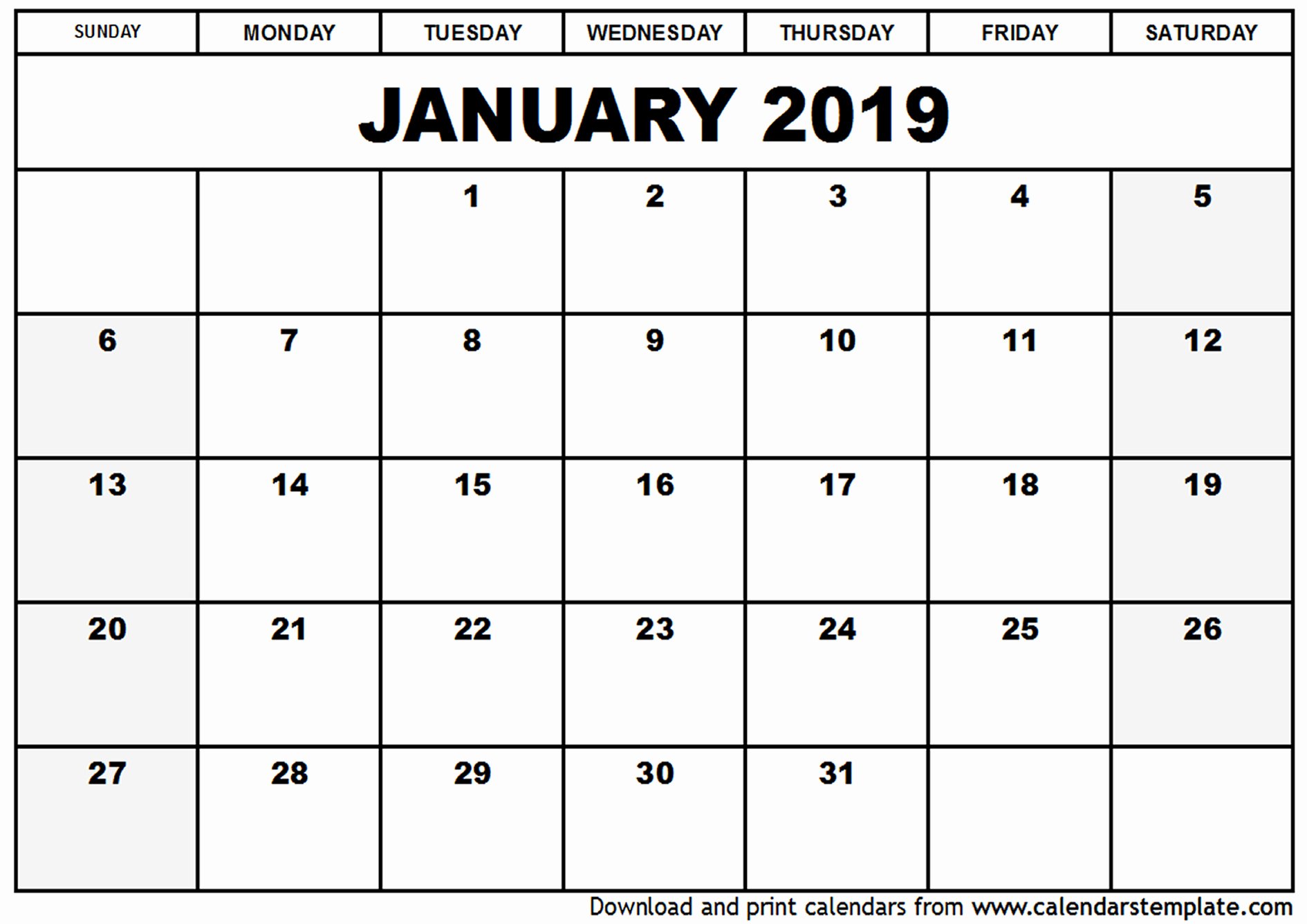 Blank Calendar Template 2019 Beautiful January 2019 Calendar Template