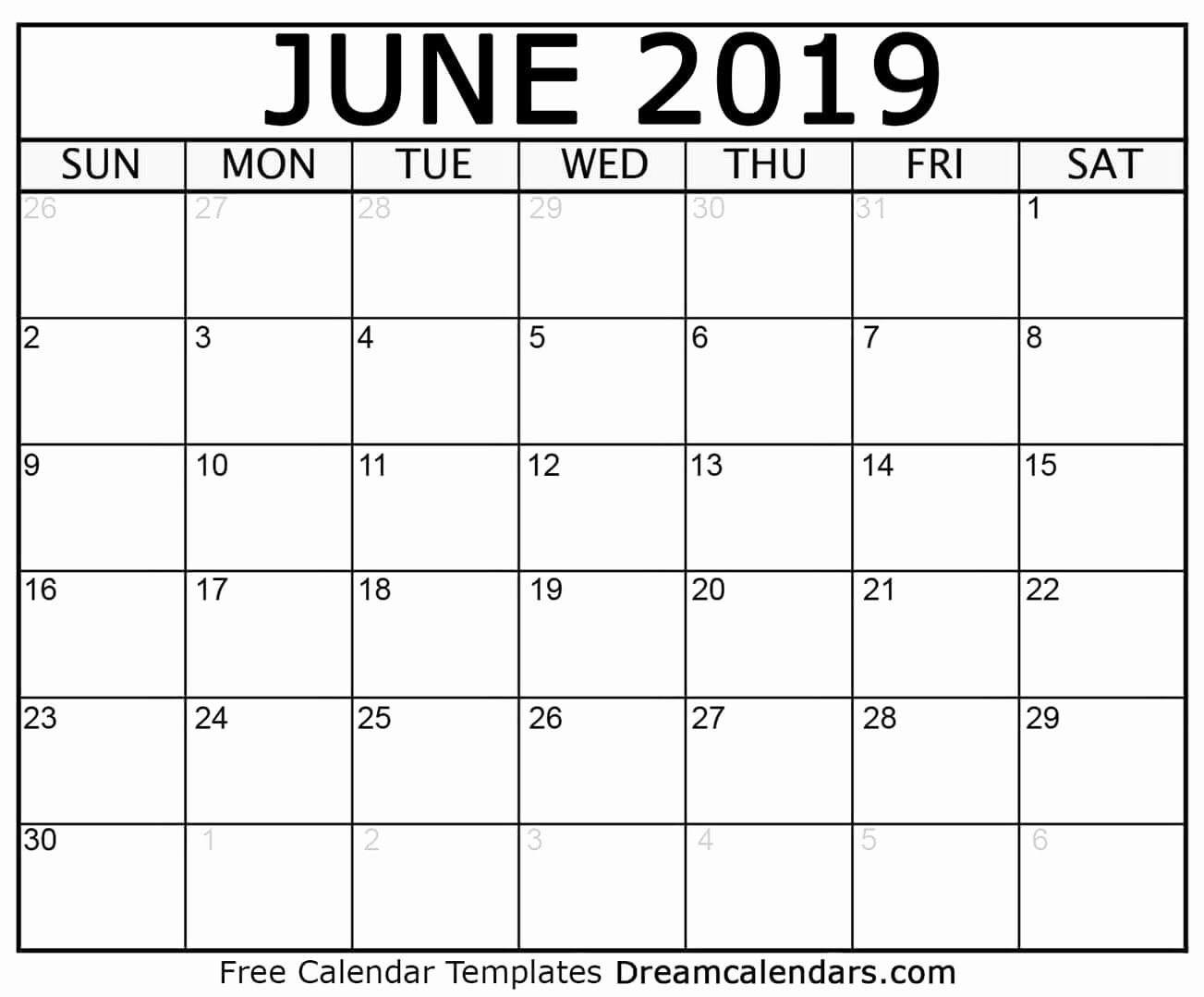 Blank Calendar Template 2019 Best Of June 2019 Calendar