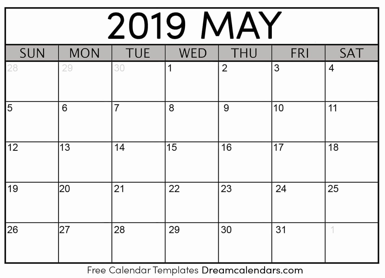 Blank Calendar Template 2019 Elegant May 2019 Calendar