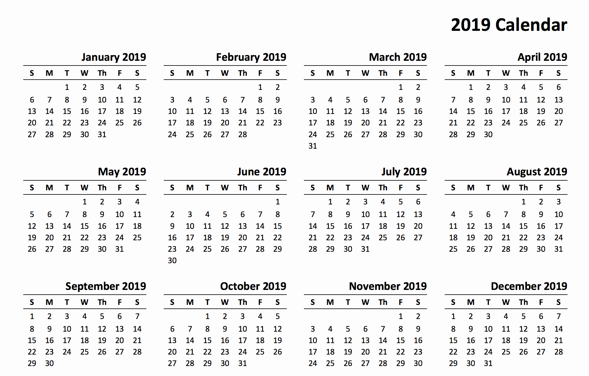 Blank Calendar Template 2019 Fresh 2019 Calendar Amazonaws