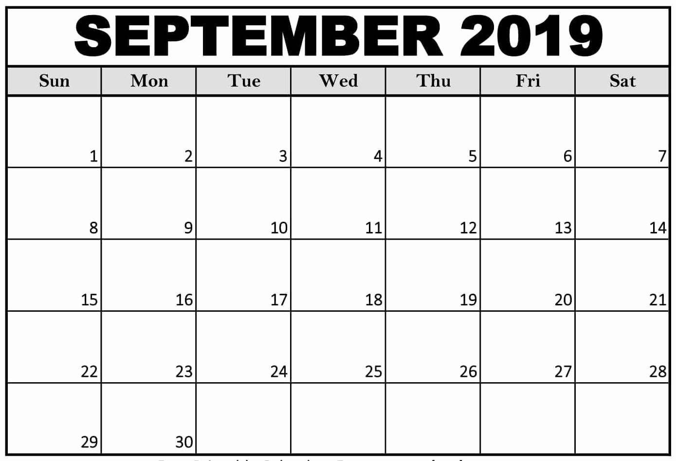 Blank Calendar Template 2019 Lovely Printable Blank Calendar 2019 September Template Net