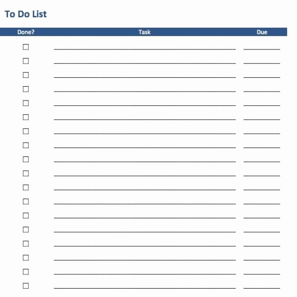 Blank Check Templates for Excel Unique Free to Do List Templates In Excel Intended for Blank