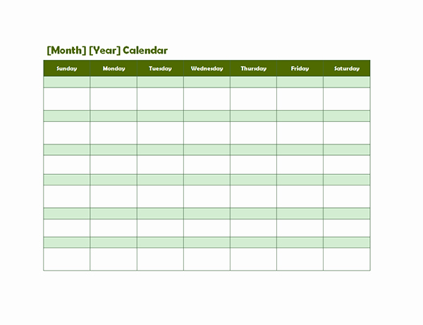 Blank Monthly Calendar Pdf New Monthly Blank Calendar In Green Shade Free Printable