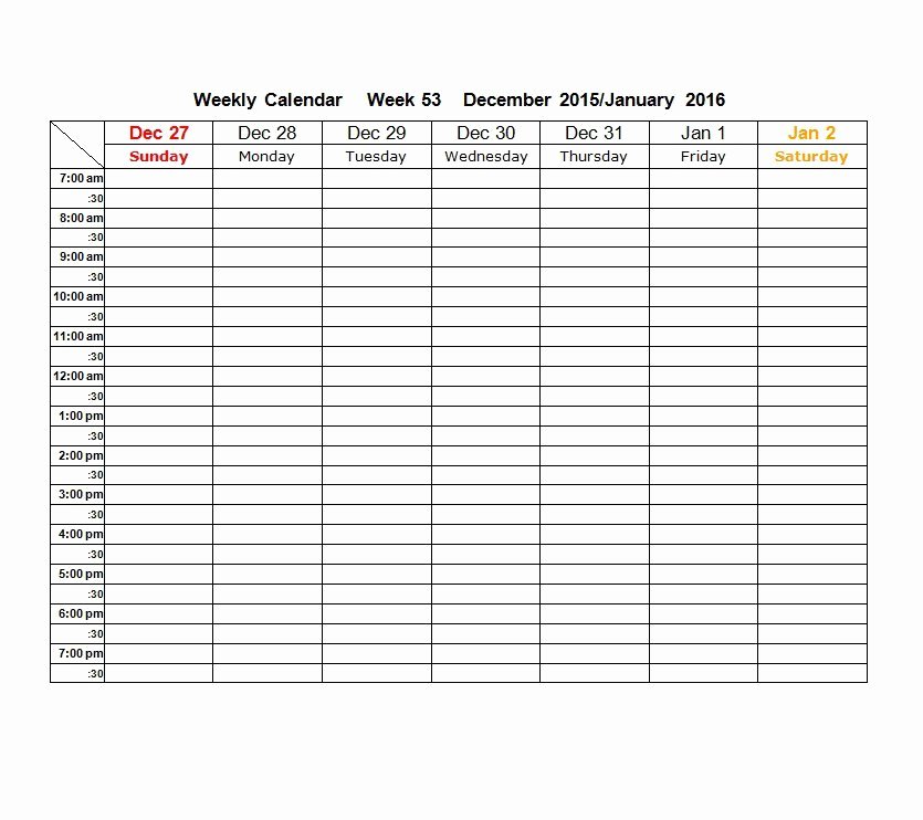 Blank Monthly Calendar Template Pdf New 26 Blank Weekly Calendar Templates [pdf Excel Word