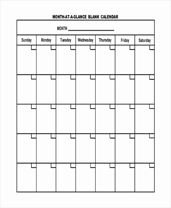 Blank Monthly Calendar Template Pdf New Sample Blank Printable Calendar 7 Examples In Word Pdf
