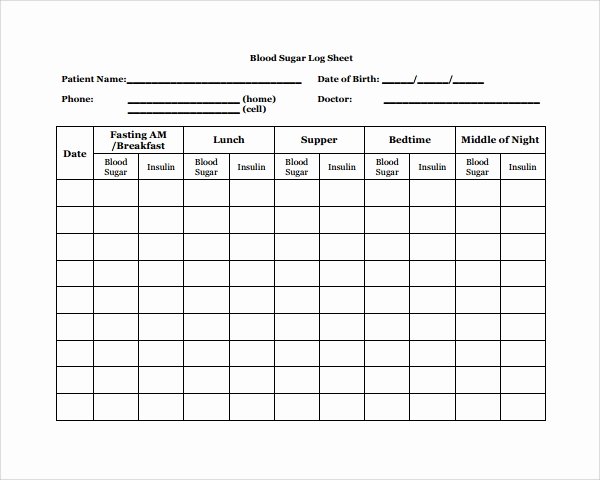 Blood Sugar Log Excel Inspirational Sample Blood Sugar Log Template 8 Free Documents In Pdf
