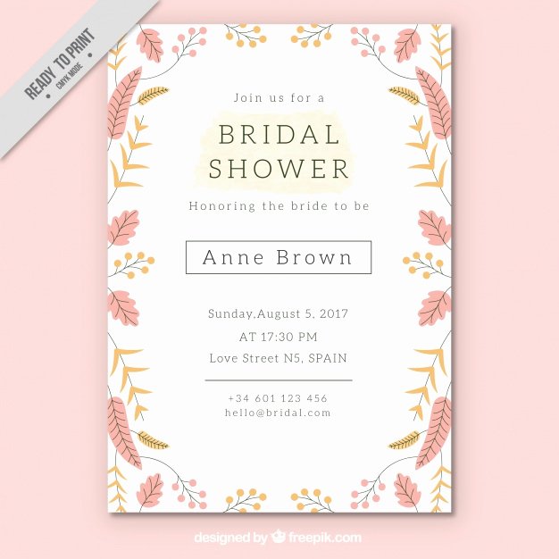 Bridal Shower Invite Template Lovely Pretty Bridal Shower Invitation Template with Colored
