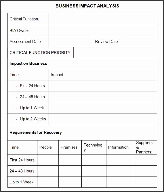 Business Impact Analysis Template Lovely 10 Simple Business Impact Analysis Template