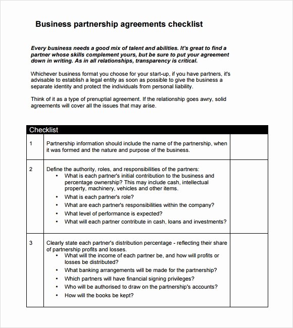 Business Partnership Agreement Template Inspirational Sample Business Partnership Agreement – 10 Documents In