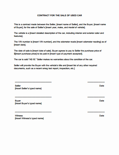 Car Sale Agreement Word Doc Elegant Sales Contract Template Free Download Create Edit Fill