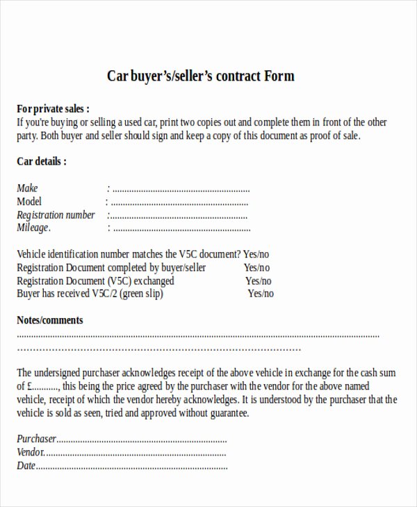 Car Sale Agreement Word Doc Unique Sample Used Car Sale Contract 7 Examples In Word Pdf