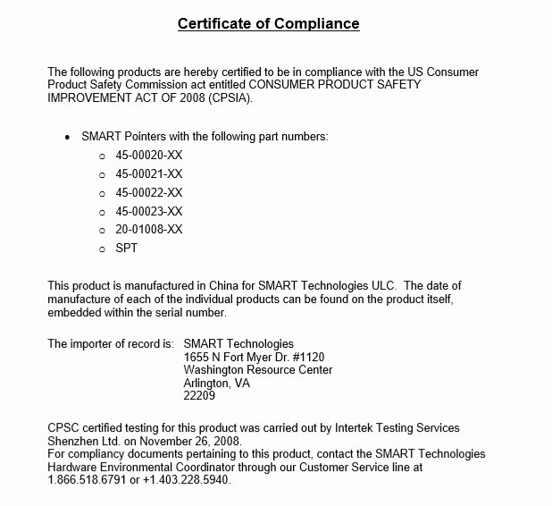 Certificate Of Compliance Template Luxury 8 Free Sample Professional Pliance Certificate