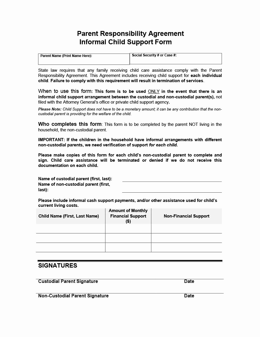 Child Support Agreement Template Beautiful 32 Free Child Support Agreement Templates Pdf &amp; Ms Word