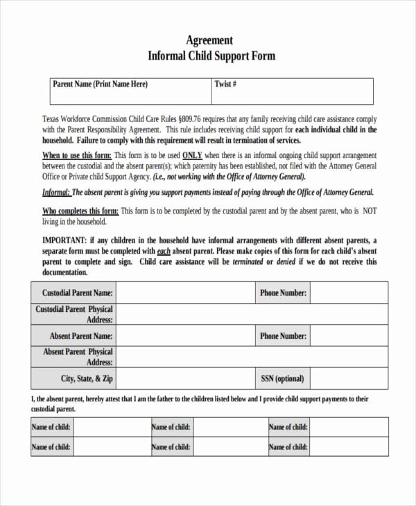 Child Support Agreement Template Best Of 7 Child Support Agreement form Samples Free Sample