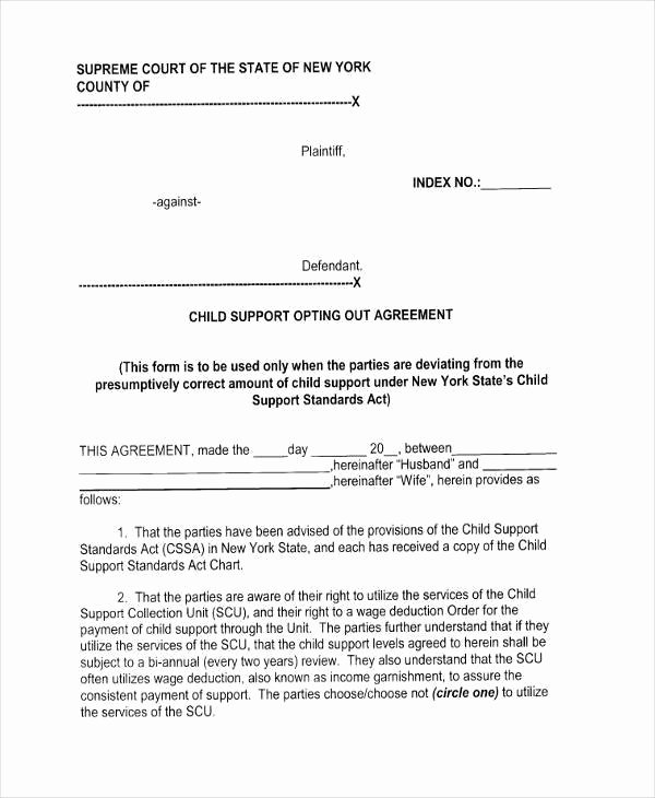 Child Support Agreement Template Lovely Free 8 Sample Child Support Agreement forms In Pdf