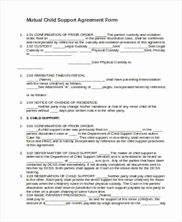 Child Support Agreement Template New Agreement forms In Word