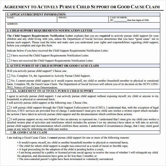 Child Support Agreement Template New Sample Child Support Agreement 7 Example format
