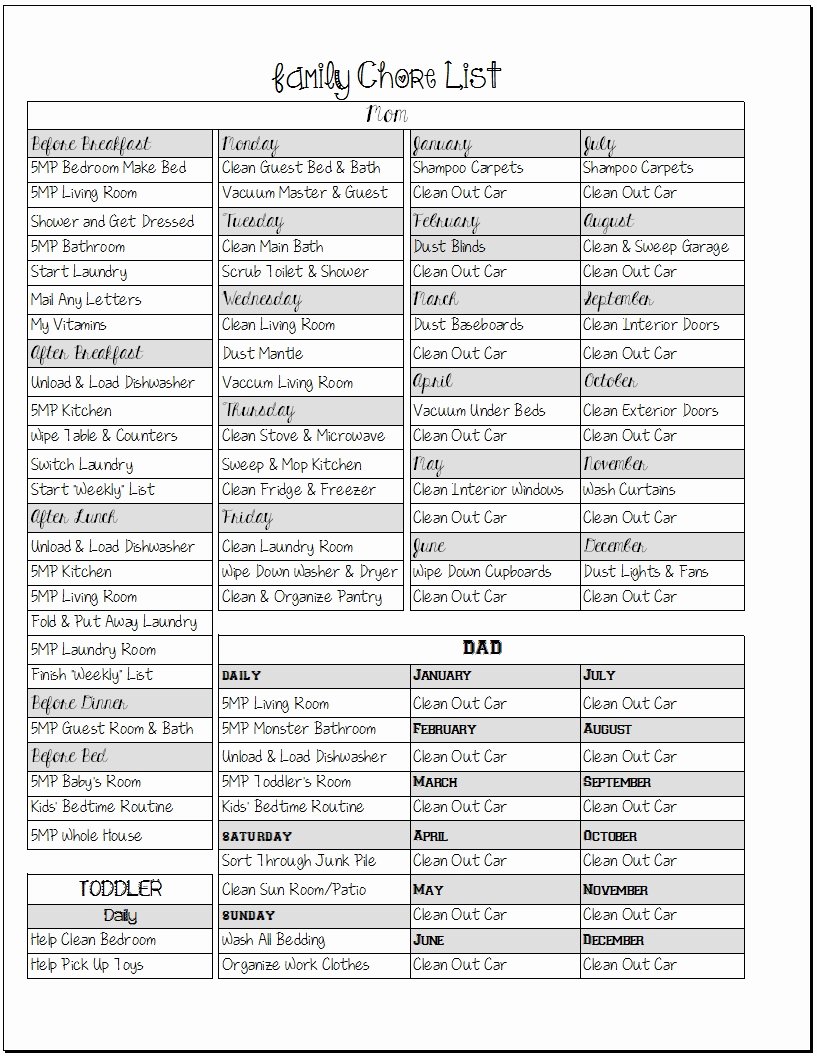 40 Chore List For Adults Desalas Template