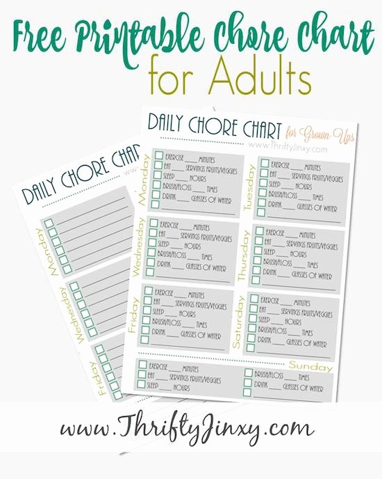Chore List for Adults Lovely Printable Daily Health Chore Chart for Grown Ups