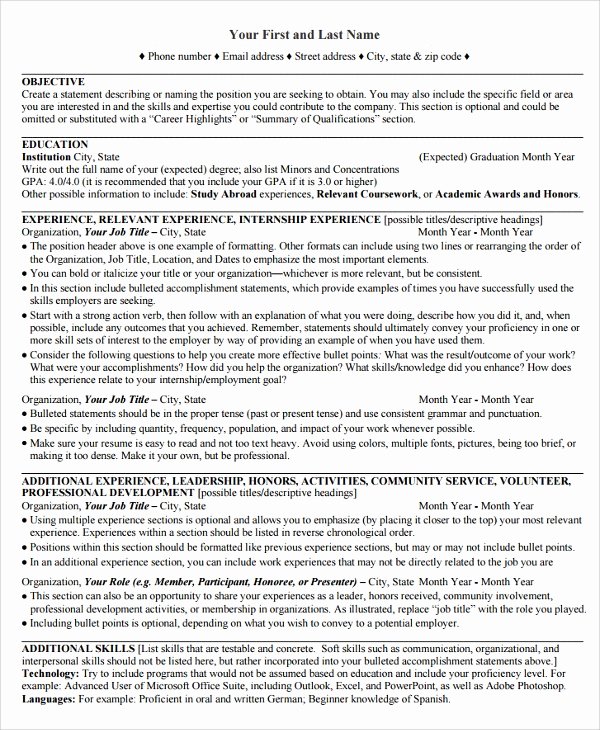College Graduate Resume Template Awesome Sample College Graduate Resume 8 Free Documents