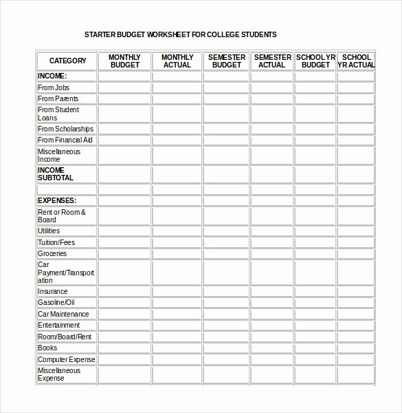College Student Budget Template Awesome 22 Monthly Bud Templates Word Pdf Excel