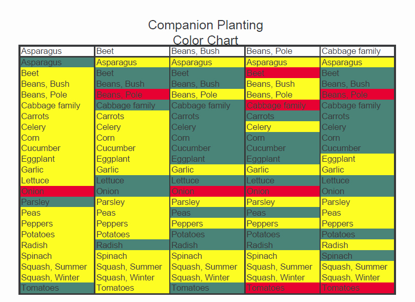 Free Printable Printable Companion Planting Chart 