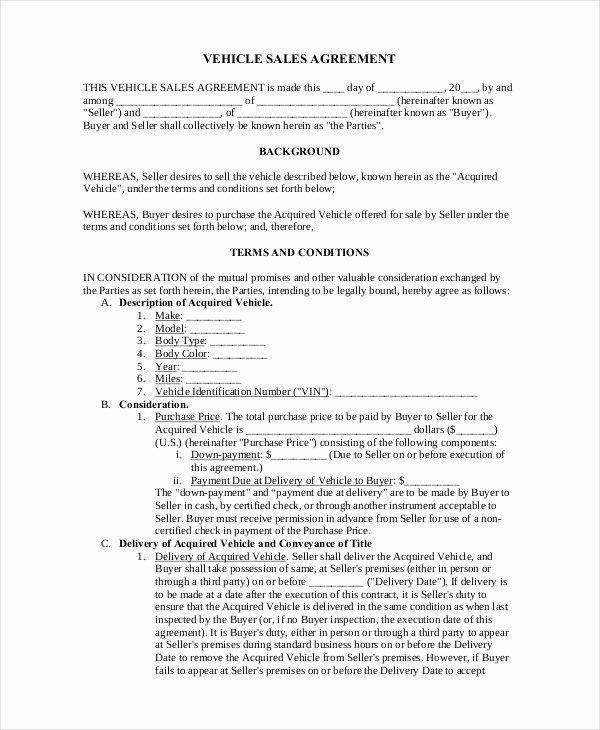 Contract for Selling A Car Unique Sample Car Sale Contract forms 8 Free Documents In Pdf Doc