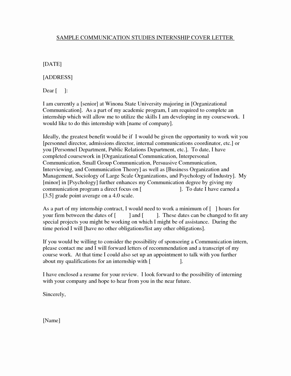 Cover Letter Template for Internship Inspirational 12 13 Accounting Intern Cover Letter Examples