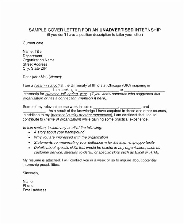 Cover Letter Template for Internship New Sample Cover Letter 9 Examples In Pdf Word