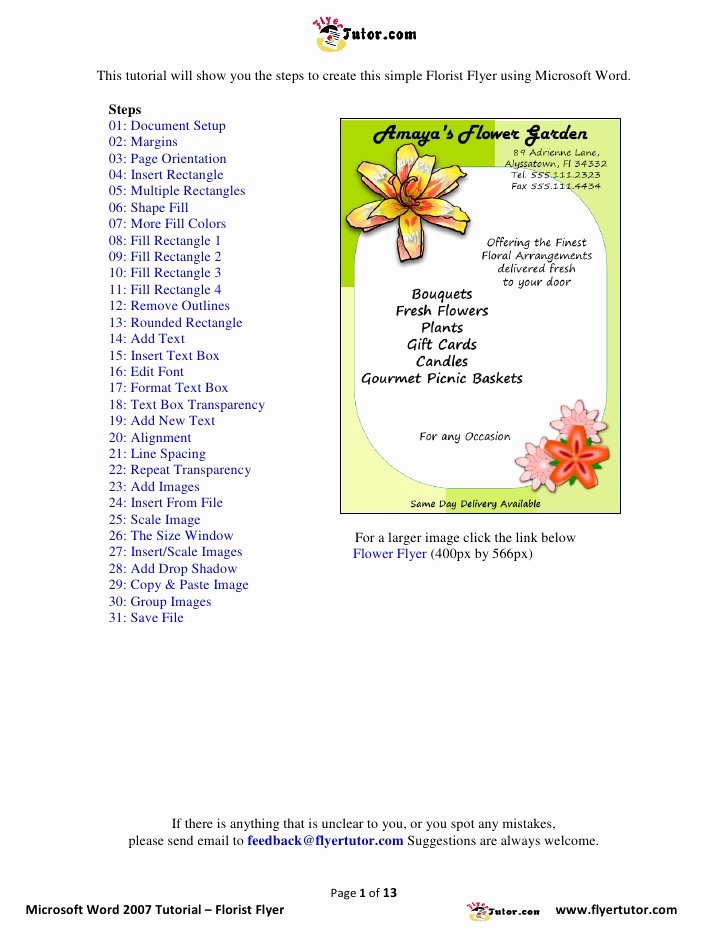 Create A Flyer In Word Inspirational Microsoft Word 2007 Tutorials Florist Flyer