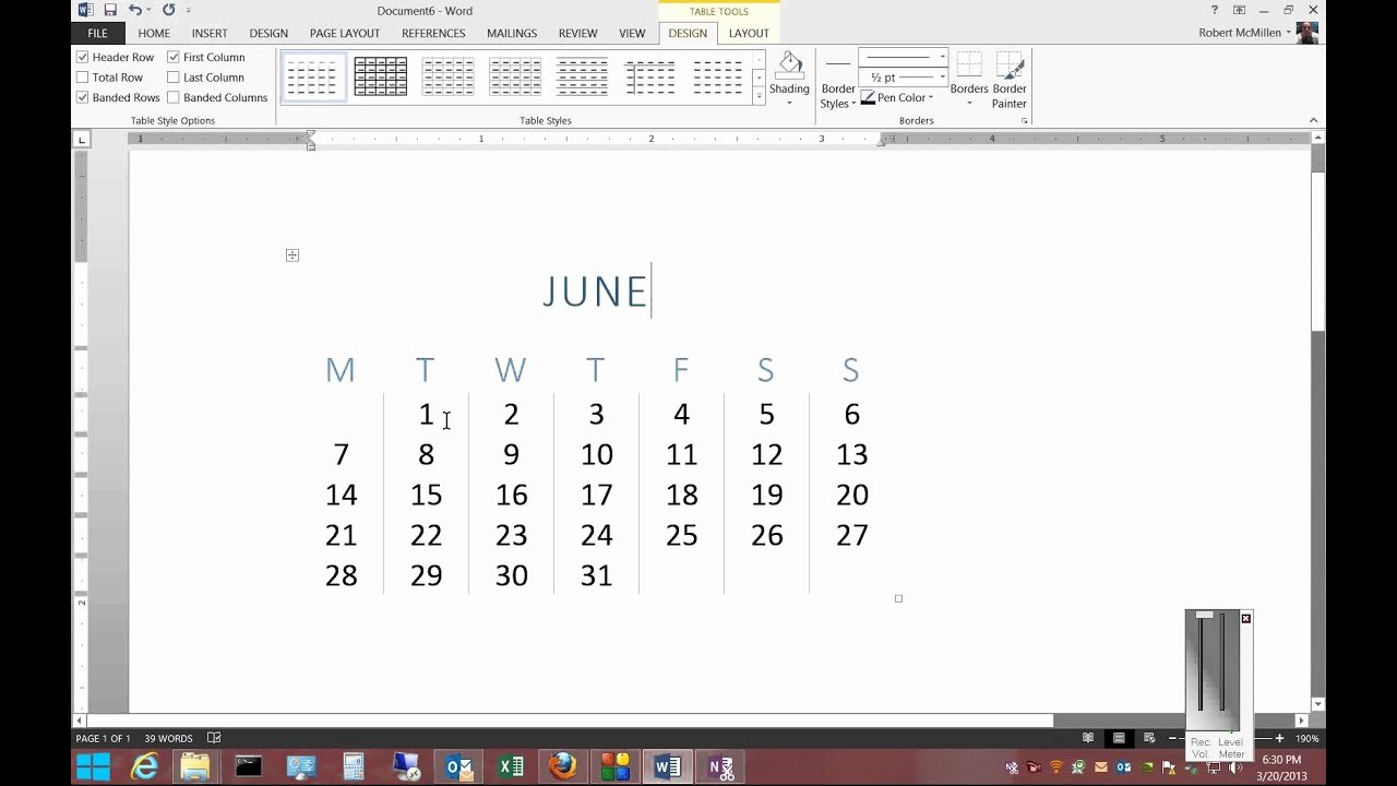 Create Calendar In Word New How to Insert A Calendar In Microsoft Word 2013