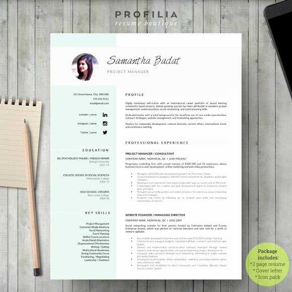 Creative Cover Letter Template Luxury Word Resume &amp; Cover Letter Template by Profilia…
