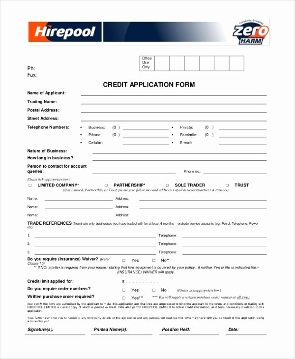 Credit Application form Pdf New Free 20 Sample Application forms In Pdf
