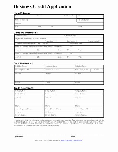 Credit Application form Pdf Unique Business Credit Application form