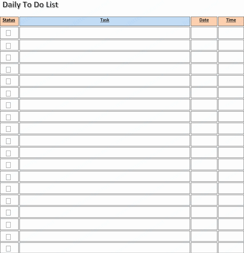 Daily to Do List Template Inspirational Daily to Do List Template List Templates