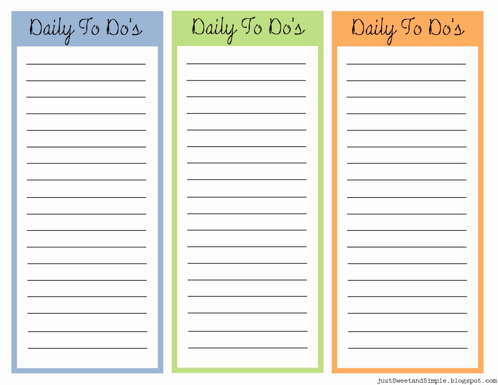 Daily to Do List Template New Just Sweet and Simple Printable Little Daily to Do List S
