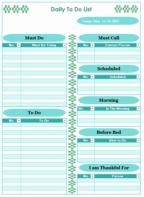 Daily to Do List Templates Beautiful Daily to Do List Template Blue Layouts