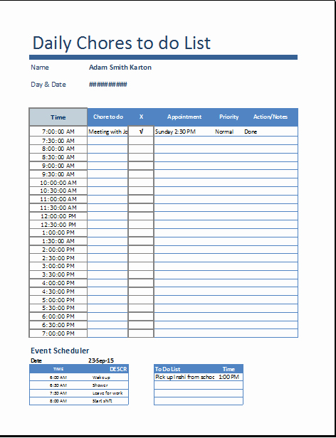 Daily to Do List Templates Best Of Daily Chores Template Calendar June