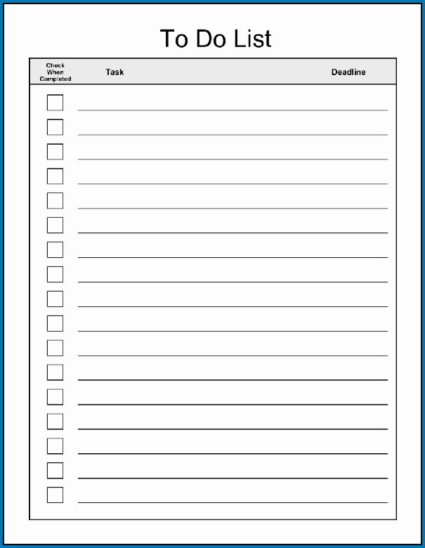 Daily to Do List Templates Fresh Free Printable to Do Checklist Template 971