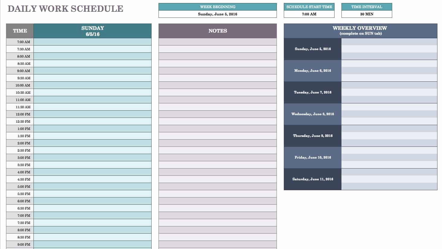 Daily Work Schedule Template Beautiful Free Daily Schedule Templates for Excel Smartsheet