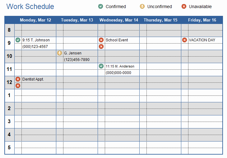 Daily Work Schedule Template Beautiful Work Schedule Template for Excel