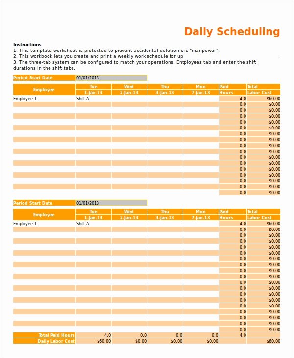 Daily Work Schedule Template Lovely Excel Schedule Template 11 Free Pdf Word Download