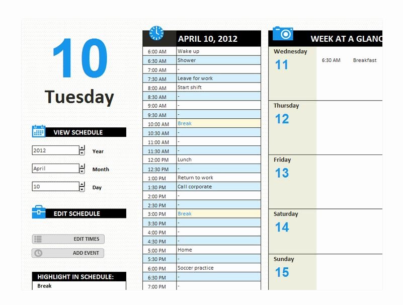 daily work schedule daily work schedule template