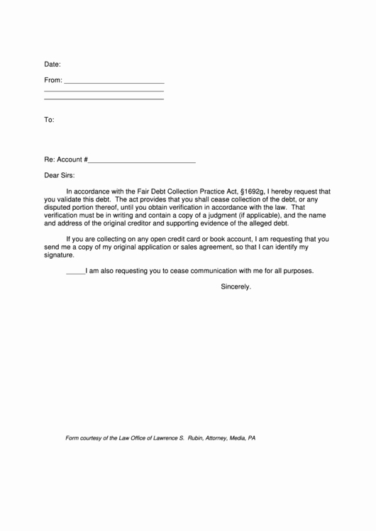 Debt Validation Letter Template Unique 3 Debt Validation Letter Free to In Pdf