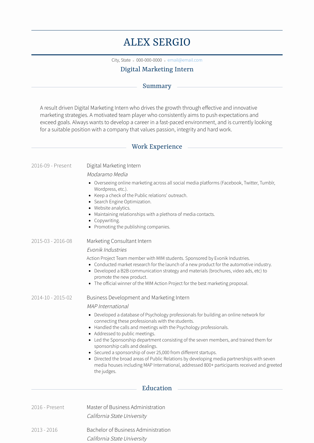 Digital Marketing Resume Sample Lovely Digital Marketing Intern Resume Samples &amp; Templates