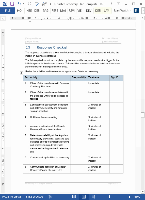 Disaster Recovery Plan Example Luxury Disaster Recovery Plan Template Ms Word Excel