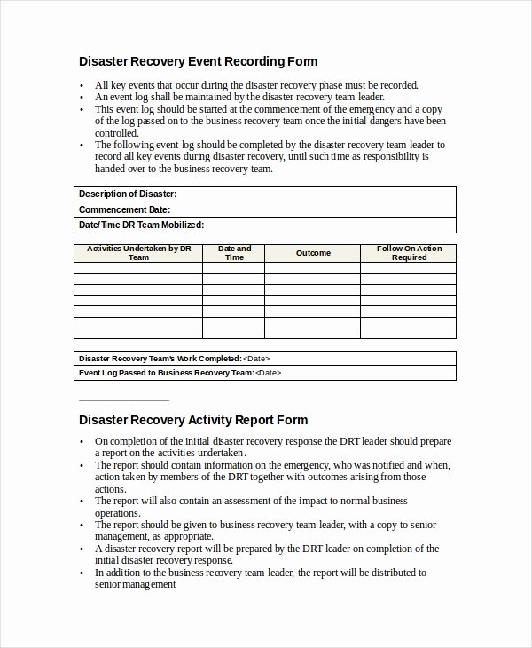 Disaster Recovery Plan Example Unique 10 Disaster Recovery Plan Examples Word Google Docs
